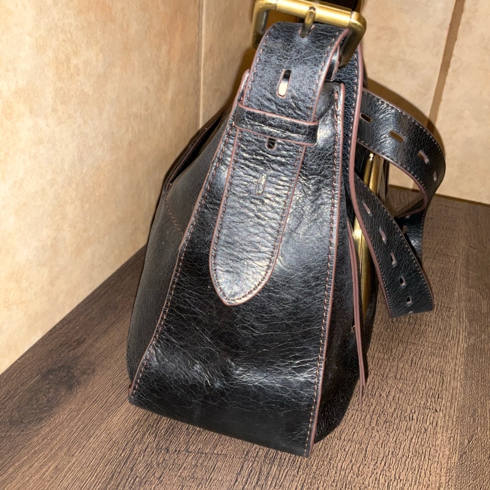 HOBO Harloh Black Leather Shoulder Bag w/ kiss-lock pocket Handbag - Picture 6 of 16